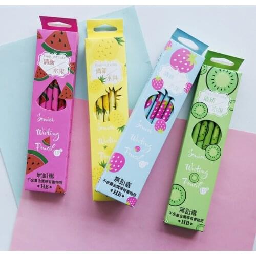 4pcs/lot Fresh Fruits Watermelon Strawberry Standard Wood Pencil Writing Drawing Tool School Office Supply Student Stationery