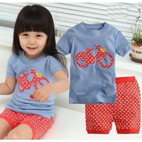 Children Bike Excavator Car Pajamas For Boys Summer Cotton Pyjamas Set Kids Pijama Short Sleeve Girls Home Wear Sleepwear Suits