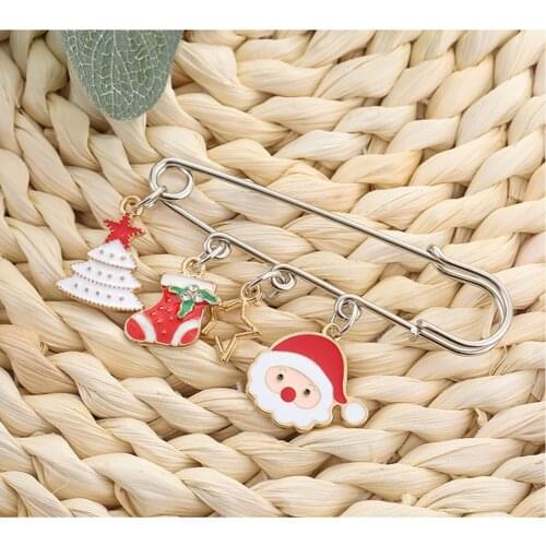 Zinc Based Alloy Cartoon Enamel Christmas Tree Umbrella Pin Brooches Jeans Shirt Bag Jewelry Gift For Friends Kids1 Piece