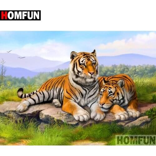 HOMFUN Full Square/Round Drill 5D DIY Diamond Painting "tiger" Embroidery Cross Stitch 5D Home A08102