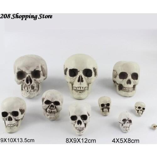 Halloween Artificial Skull Head Model Statues Sculptures Plastic Skull Bone Scary Horror Skeleton Festival Party Ornament
