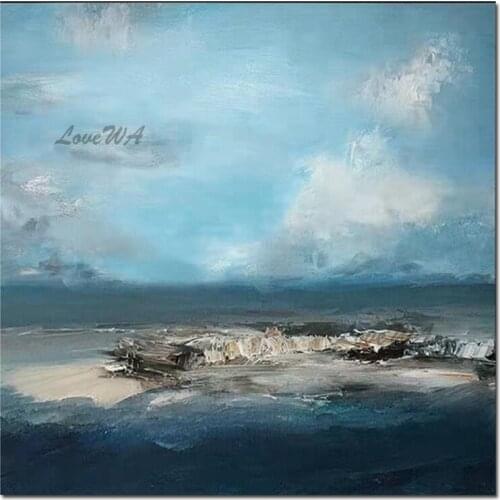 Pure Handmade Seascape Abstract Textured Oil Painting Hand Painted Unframed Artwork Paintings Art For Living Room Decoration