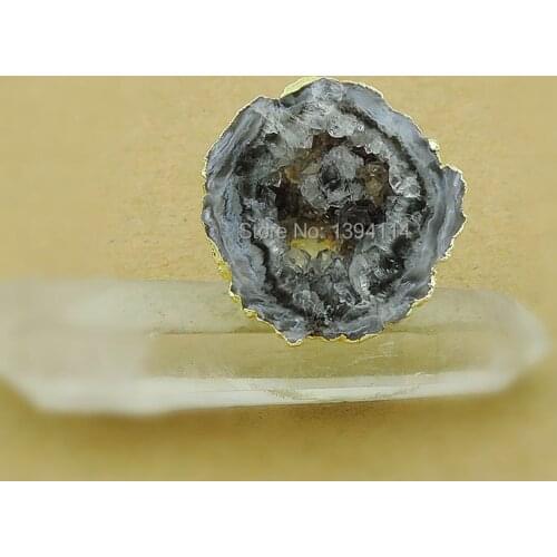 Natural Onyx Geode Cluster Ring Of Silve r/Gold Cladding Adjustable Approx 30 mm