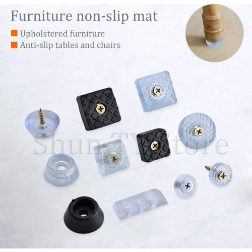 24 Pcs Rubber Transparent Non-slip Chair Leg Caps Feet Pads Sofa Foot Covers Floor Furniture Legs Protector Pad with Screws
