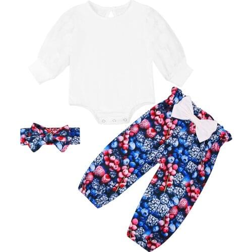 0-18M Newborn Kid Baby Girl Floral Clothes set Long Sleeve Romper Bodysuit Top print pant suit Cute Sweet Cotton Outfit