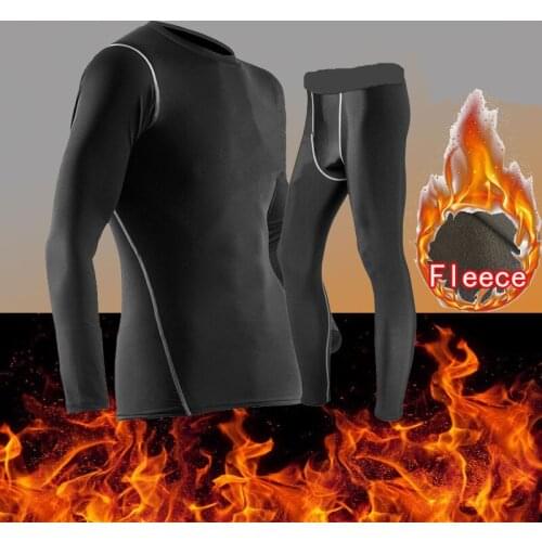 NEW Thermal Underwear Set Fleece Clothing Compression Tshirts and Pants Long Johns Warm Body Autumn Winter Fitness Suits Wear