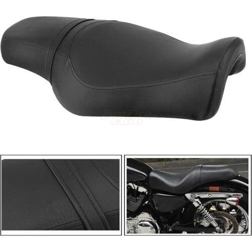 Motorcycle Leather Two Up Driver Front Rear Passenger Seat For Harley Sportster XL 48