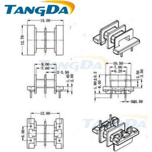 Tangda EE EE15 Type 5+5 pin 10P Bobbin magnetic core + skeleton ferrites Power Transformer housing R15K Double groove 2 slot 2+2