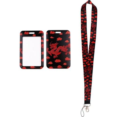 MD1194 Anime Dragon ID Card Holder Case Cartoon Lanyard Business Bus Bank Credit Card Cover PVC for Student Kid Badge Bag Gift