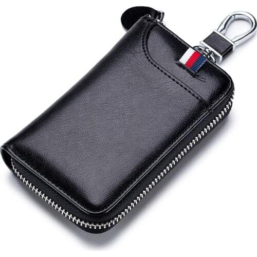 New Men Wallet Key Holder Key Organizer Car ID Holder Travel Wallet Coin Purse Mens Mini Bag Unisex Genuine Leather Money Bags