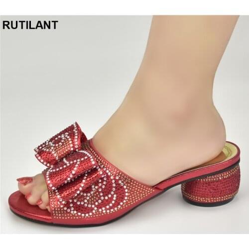 New Italian Women Shoes with Rhinestone Plus Size Women Shoes 43 Slip on Low Heels Ladies Dress Shoes Open Toe Shoes Party Pumps