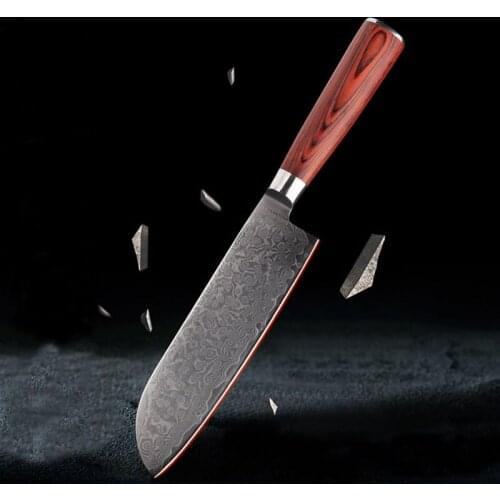 Liang Da 71 Layers VG10 Damascus Steel Kitchen Knives Color Wood Handle 7 inch Chef Knife High Toughness Damascus Kitchen Knife