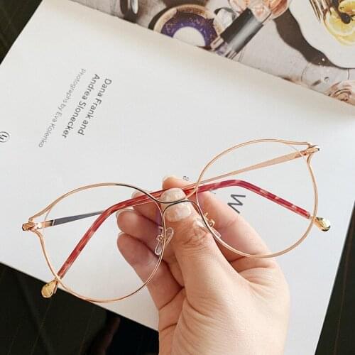 Cat Eye Glasses Frames Women Trendy Myopia Frame Rose Gold Optical Eyeglasses for Ladies Fashion Spectacles