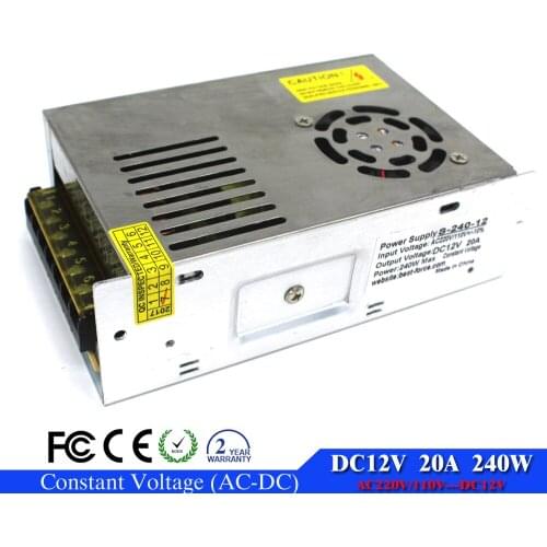 Single Output DC12V power supply Switch 110v 220v AC to DC 12V 20A 240W LED Driver Adapter for LED Strip light CNC CCTV Motor