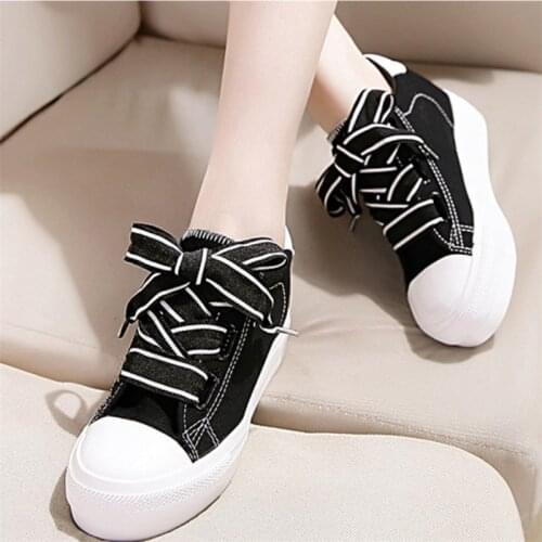 Casual Canvas Shoes Women Trainers 6CM High Heel Sneakers Woman Chunky White Shoes Woman Sneakers Femme Platform Sneaker Bambas