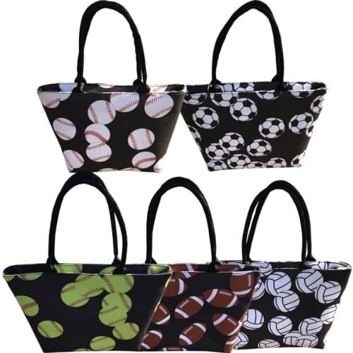 Dropshipping Women Shoulder Bag Large Capacity Baseball Rugby Volleyball Pattern Canvas Handbag Outdoor Sport Totes Bag