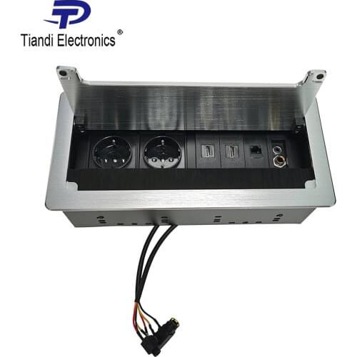 Brush clamshell information tabletop socket EU power HD HDMI 3.5 video + microphone multimedia outlet box RJ45 network interface