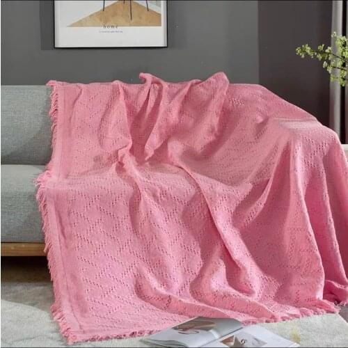 Pink Sofa Towel Blanket For Couch Sofa Decorative Tapestry Throws Rectangular Stitching Travel Plane Blanket Home Textile Bed