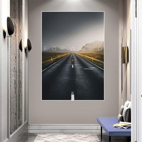 Highway Landscape Art Canvas Painting Office Inspirational Posters and Prints Wall Pictures Modern Living Room Home Decoration