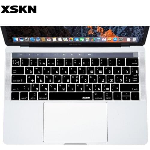 XSKN Russian Keyboard Skin Silicone Protector for Macbook New Pro 13" A1706 15" A1707 2016 Release With Touch Bar, Plus Gift