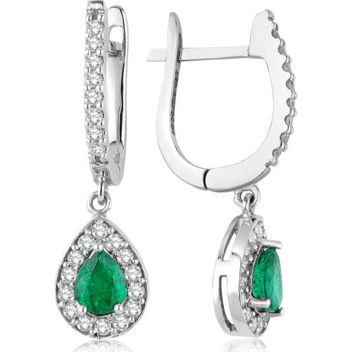 Symbol Gold 0.85 Carat Diamond Emerald Earring Piece Jewelry Rope Chain Charm Earring Jacket Bead Figure For Women