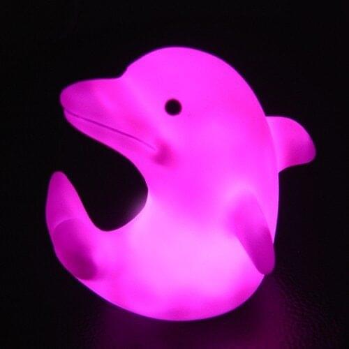 Hot LED Flashing Blue Dolphin Light Lamp Lovely Baby Kids Bath Bathroom Toy Flash Lighting Toys Led Change Multi Colors