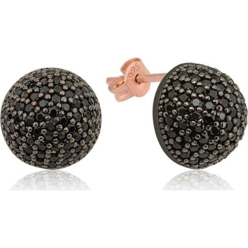Tevuli 925 Sterling Silver Black Cz Ball Earrings