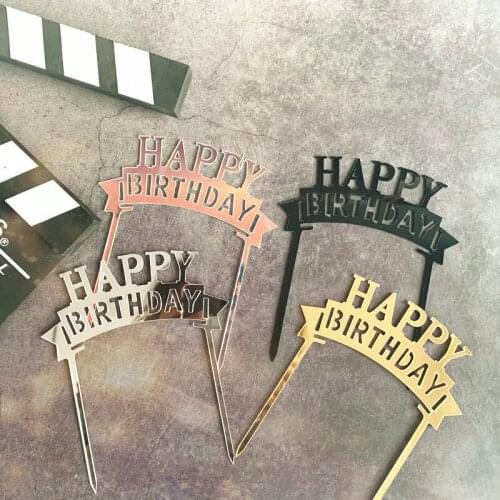 Arch Shape Acrylic Happy Birthday Cake Topper Gold Silver Birthday Cake Topper Supplies for Baby Birthday Party Cake Decorations