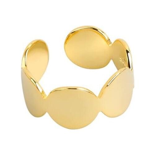 Retro Summer Design Round Circle Geometric Ring Gold Silver Color Open Finger Ring For Women Men Cocktail Party Gift 2021