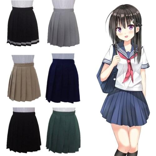 Japanese JK Dress Girl School Uniform Pleated Skirts Lolita Girl High Waist A-Line Plaid Skirt Casual Summer Skirts for Woman