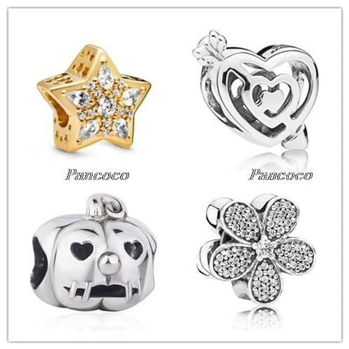 925 Sterling Silver Charm Openwork Lantern Halloween Pumpkin Beads Fit Women Pandora Bracelet & Necklace Diy Jewelry