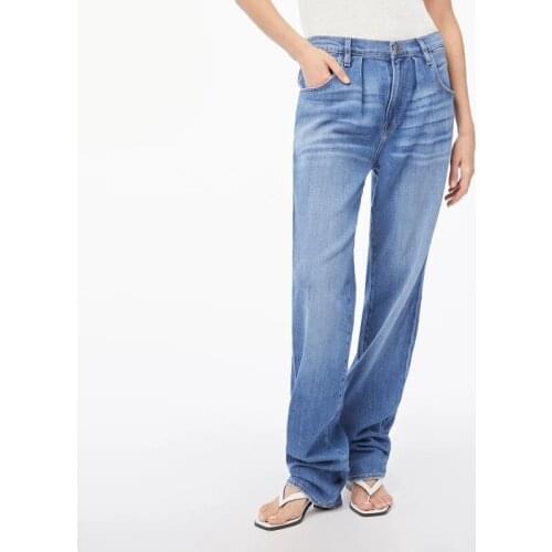 Light Blue Pants Autumn New High Waist Loose Cotton Women Jeans