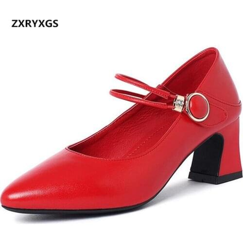 Hot Promotion 2020 Spring Pointed Genuine Leather Shoes Women High Heeled Shoes Banquet Wedding Shoes Fashion Tide Shoes
