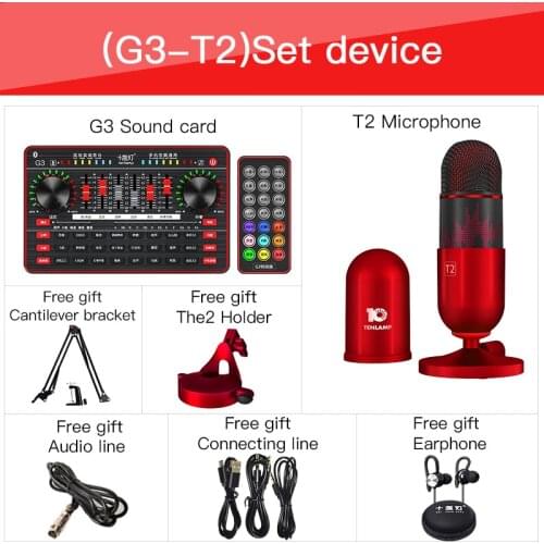 G3 Live Sound Card T2 Microphone Sound Mixer USB Audio Full Set Of Live Broadcast Equipment Webcast Sound Card For Phone Windows