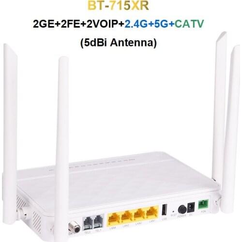 2.4G 5G WIFI CATV XPON GPON 5dBi Antenna ISP ONU FTTH Network Dual Band Router SCAPC Equipment 2GE 2FE 2VOIP EPON