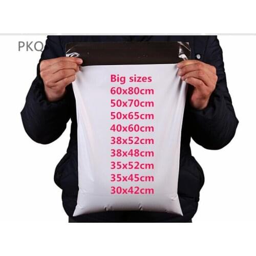 200pcs/lot Big size White Poly Mailer Plastic Shipping Mailing Bag Large Envelopes Polybags Strong Plastic Seal Postage Bags Big