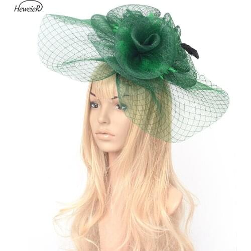 3 Colors Handmade Women Lady Large Fascinators Hat Hair Clip Feather Cocktail Wedding Party Accessories Bridal Hairpieces