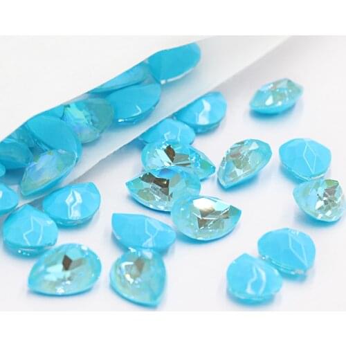 50PCS 4X6mm Drop Shape Glue On Nails Rhinestones Colorful Mocha Crystals Strass K9 Glass Pointback Glue Crystals DIY Art Crafts