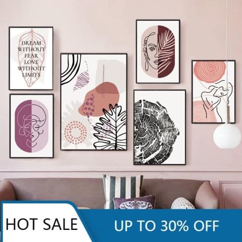 Abstract Girl Palm Monstera Landscape Wall Art Canvas Painting Nordic Posters And Prints Pictures For Home Decoration