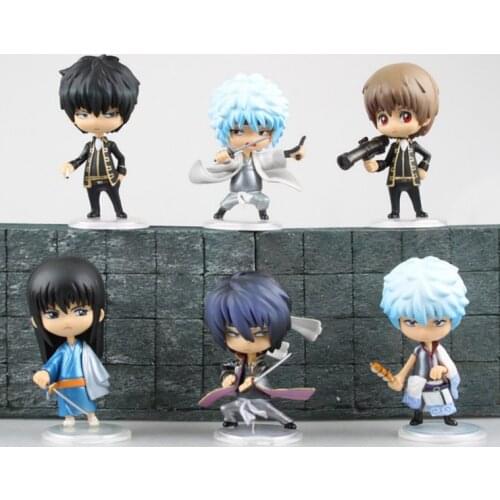 Anime Gintama Sakata Gintoki Takasugi Shinsuke Okita Sougo Katsura Kotarou PVC Action Figure Collectible Model doll toy 10cm