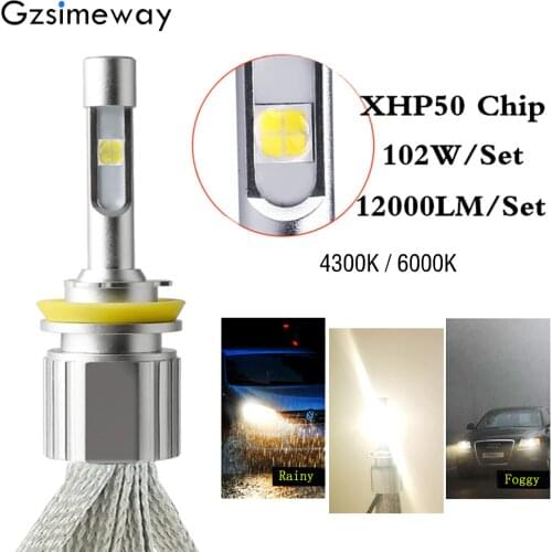 2PCS Car LED 9005/HB3 headlight bulbs kit 4300k yellow 104W 12000LM XHP50 LED Headlight H1 H4 H11 H7 D1S D2S for projector lens