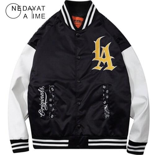 Letter Embroidery Patchwork Baseball Jacket Men Autumn College Style Bomber Jackets Coat Fashion Loose Harajuku Casual Tops 2021