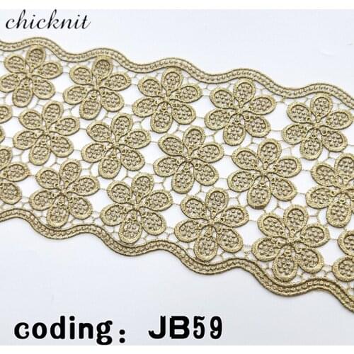 CHICKNIT 45cm Gold water soluble flower Lace Trims handmade sewing craft guipure Lace fabric supplier JB59