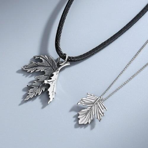 ESC2 Creative Maple Leaf Couple Necklace Sterling Silver Fresh Niche Design Thai Silver Clavicle Chain Literary Forest Series