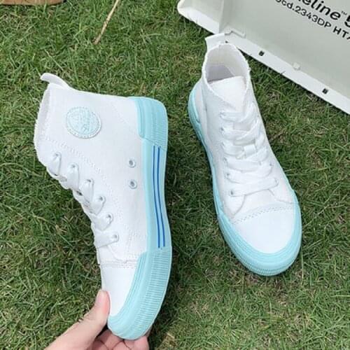 High-Top Lace-Up Canvas Shoes Spring And Summer New Fashion All-Match Plus Size 40 Casual Womens Shoes