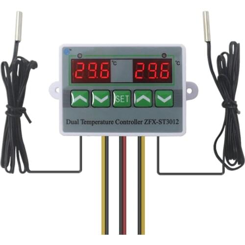 Incubator controller Intelligent Digital Dual Thermostat Temperature Controller Regulator Temp. Switch with Dual Sensor