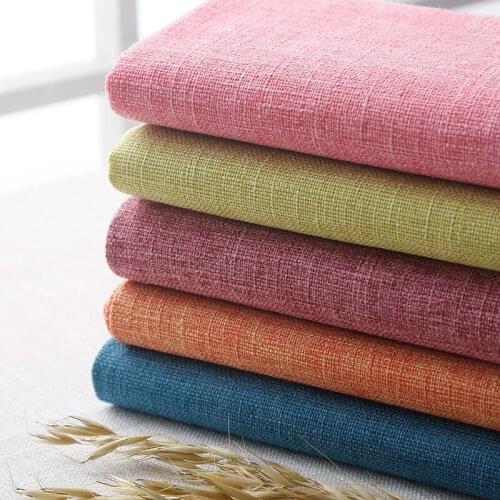 Linen Cotton Pure Thick Fabric Pure Color Handmade DIY Sofa Skin-friendly Comfortable Breathable Fabrics Per Meter Home Textile