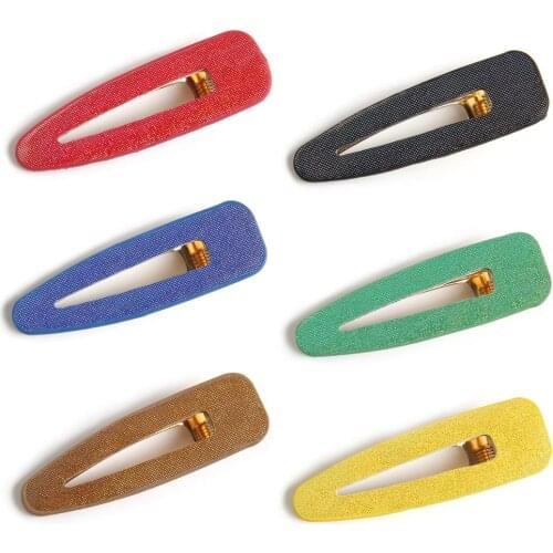 Furling Girl 1 PC Candy Colors Cute Water-Drop Shape Hair Clip Shinny PU Fashion Girl Women Sweet Barrette Hairpins for Women