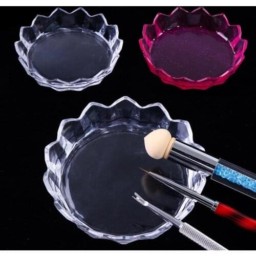 Multifunction Nail Art Storage Plate Pen Rhinestone Manicure Jewelry Holder Case Flower shape design solid color simple stylish