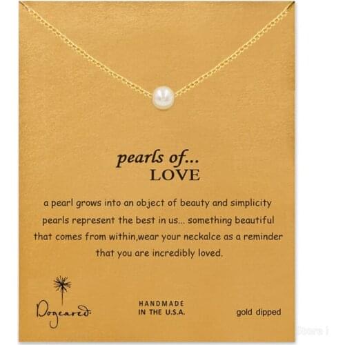 Trendy Ms imitation Pearl New Pendant Clavicle Necklace Alloy Chain Choker Necklaces Make A Wish Gift Card Mothers Day